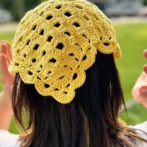 Yellow Crocheted bandana